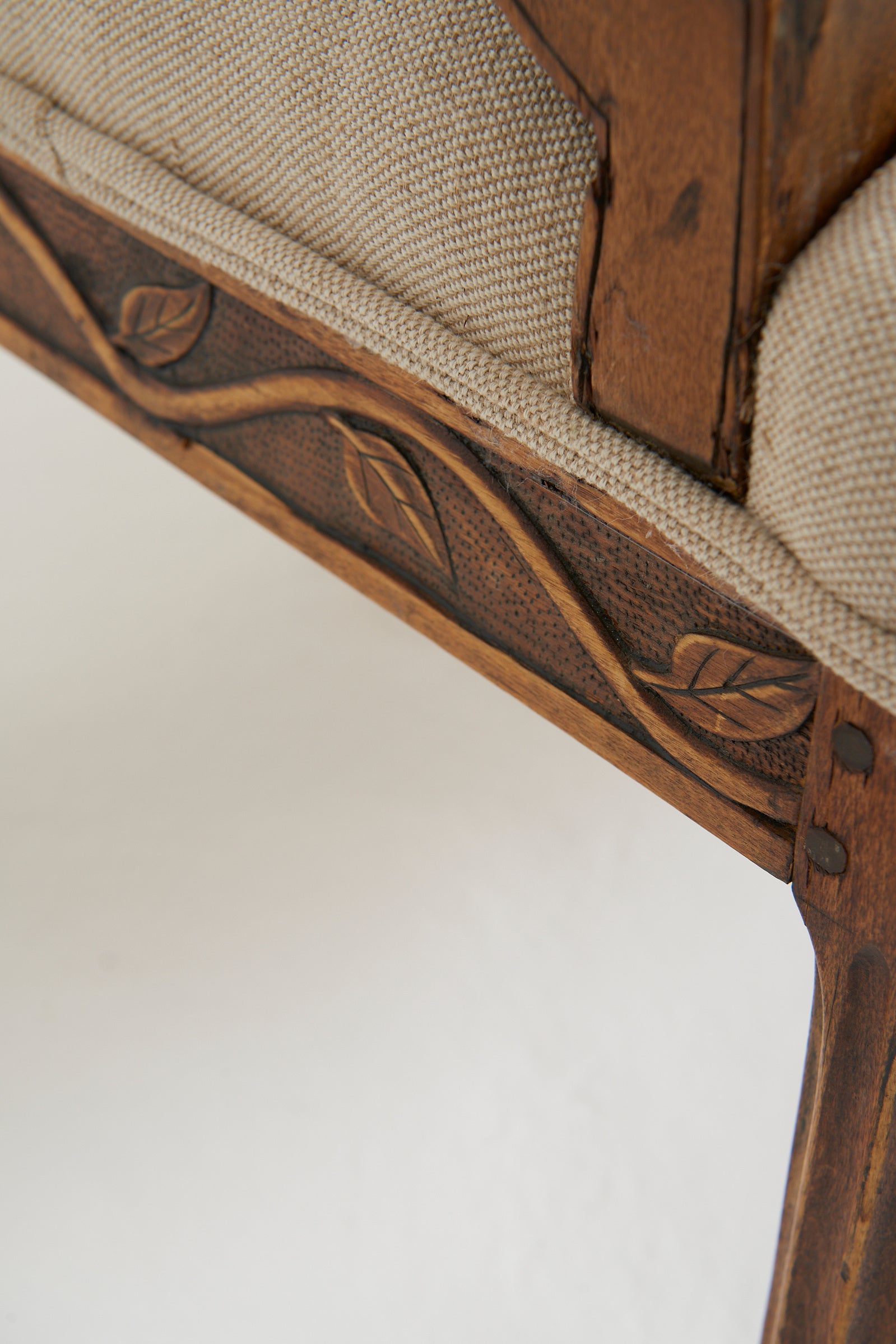 Early 20th Century Carved Wood Settee
