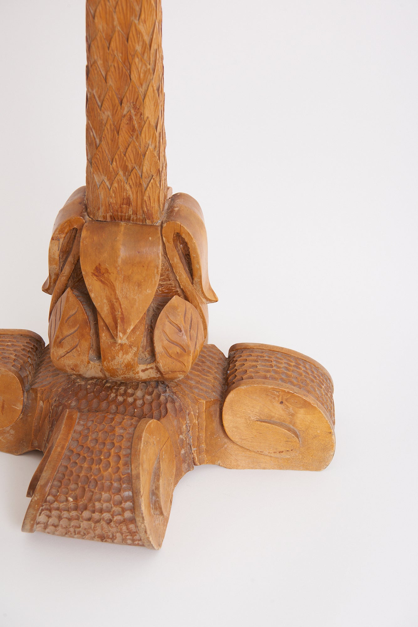 Early 20th Century Carved Wood Table Lamp