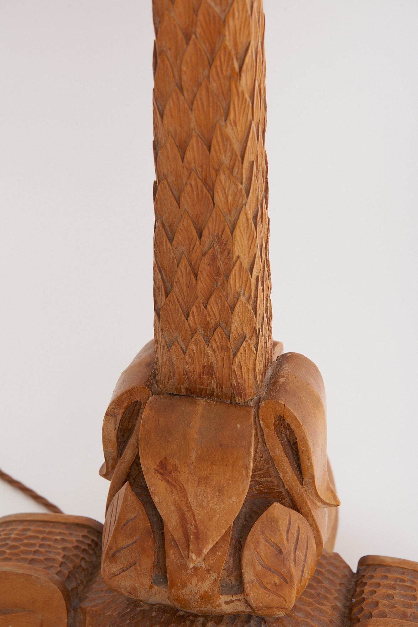 Early 20th Century Carved Wood Table Lamp