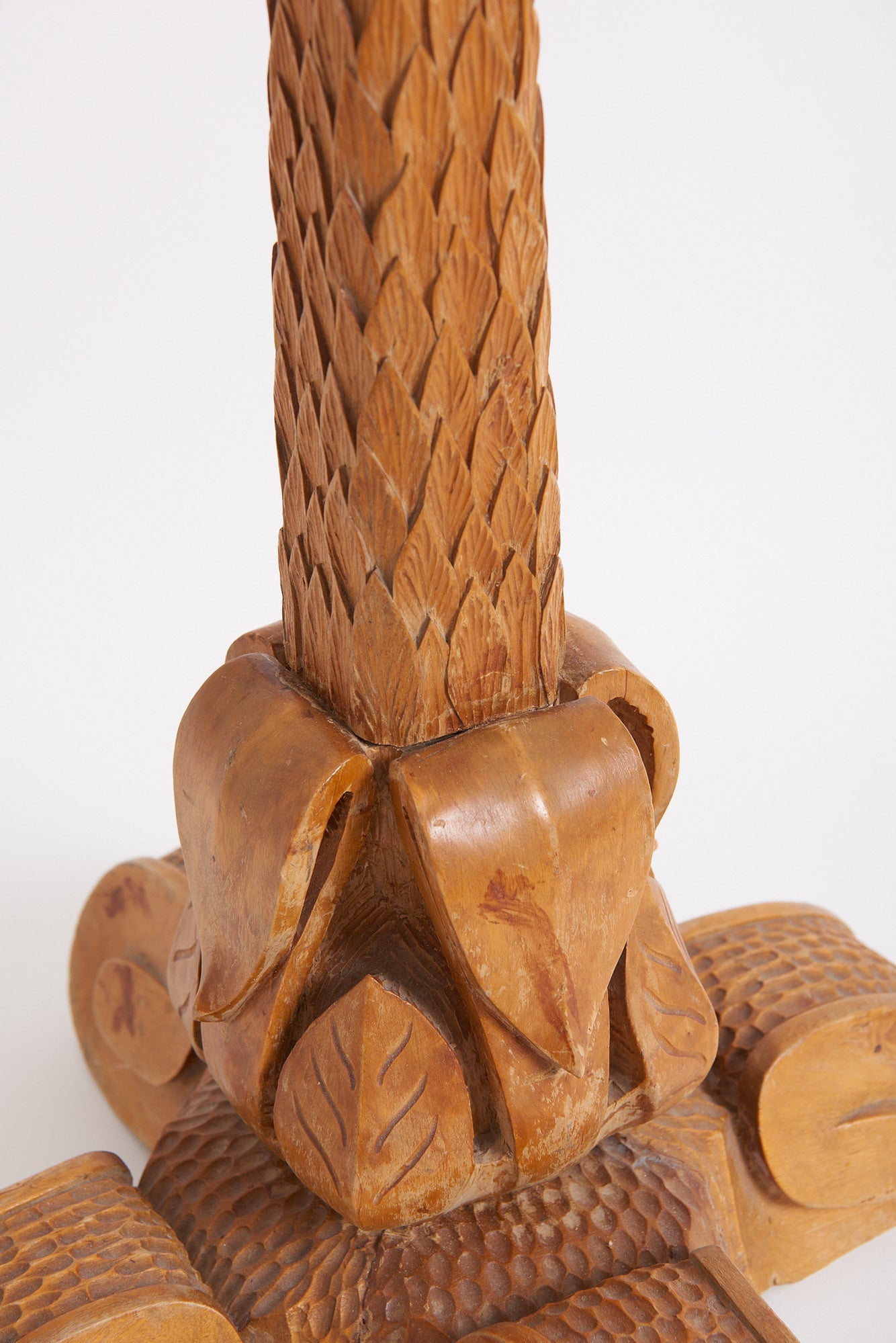 Early 20th Century Carved Wood Table Lamp