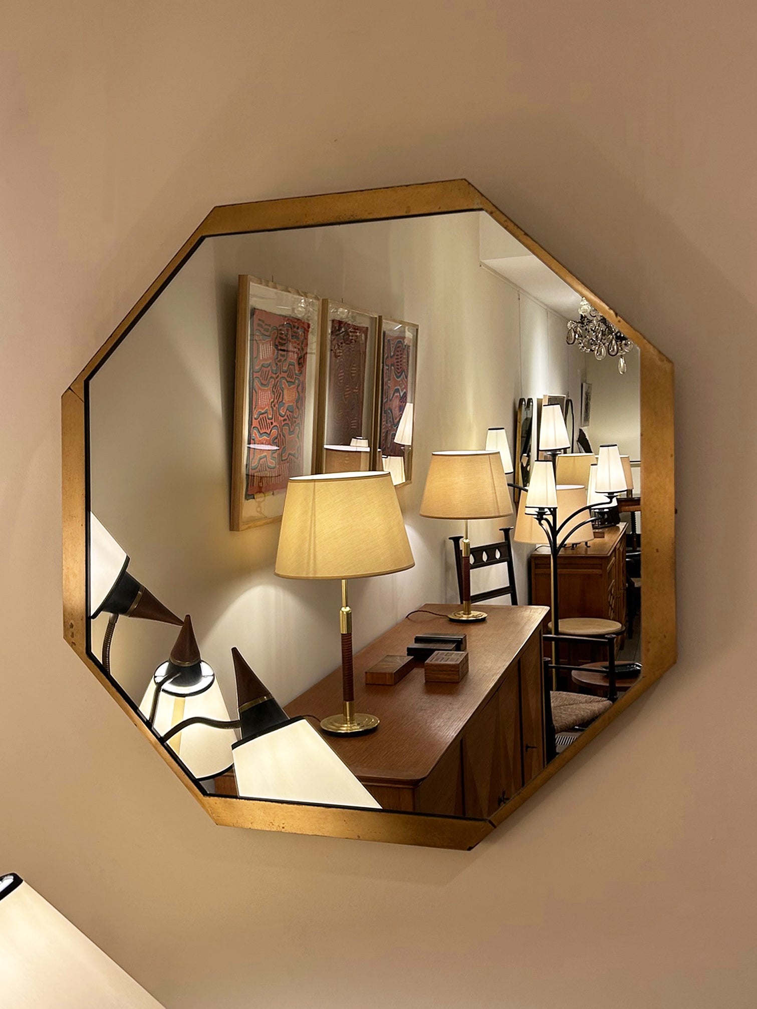 Brass Octagonal Mirror