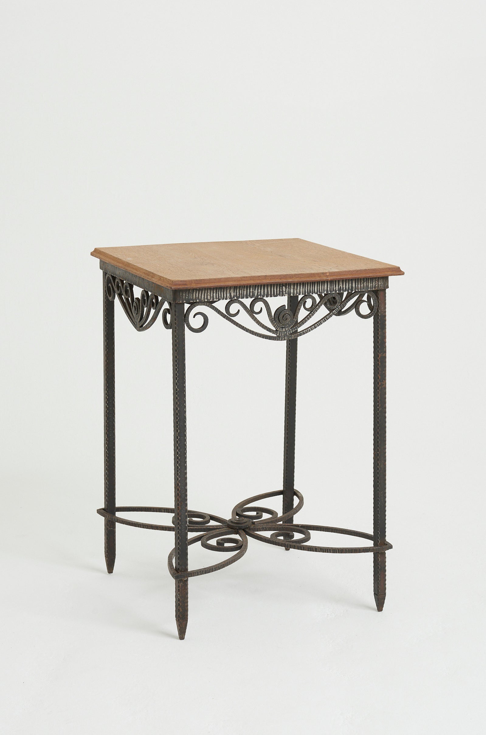 8755- Art Deco Iron and Oak Table