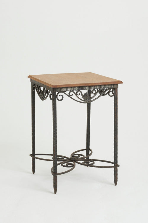 8755- Art Deco Iron and Oak Table