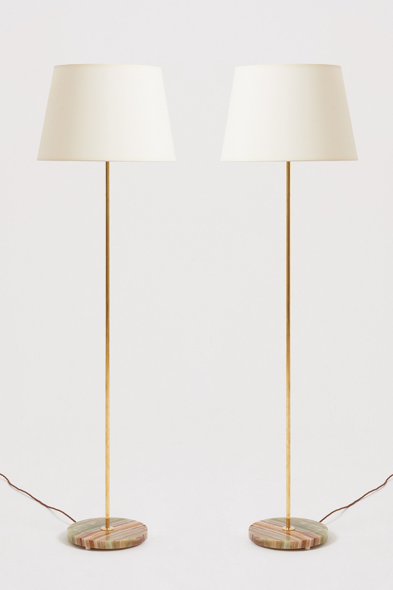 8783- Pair of Brass and Onyx Floor Lamps