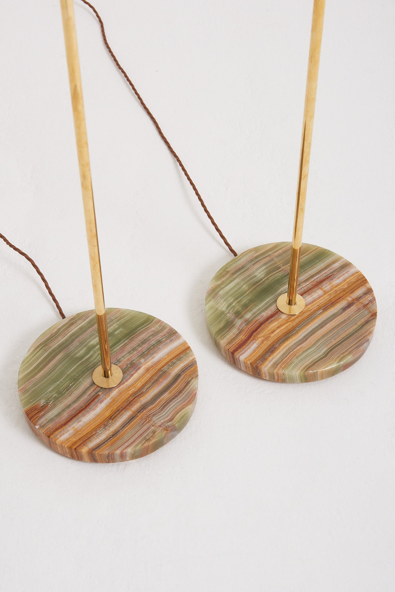 Pair of Brass and Onyx Floor Lamps