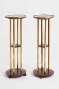 8790- Pair of Brass and Beech Pedestals