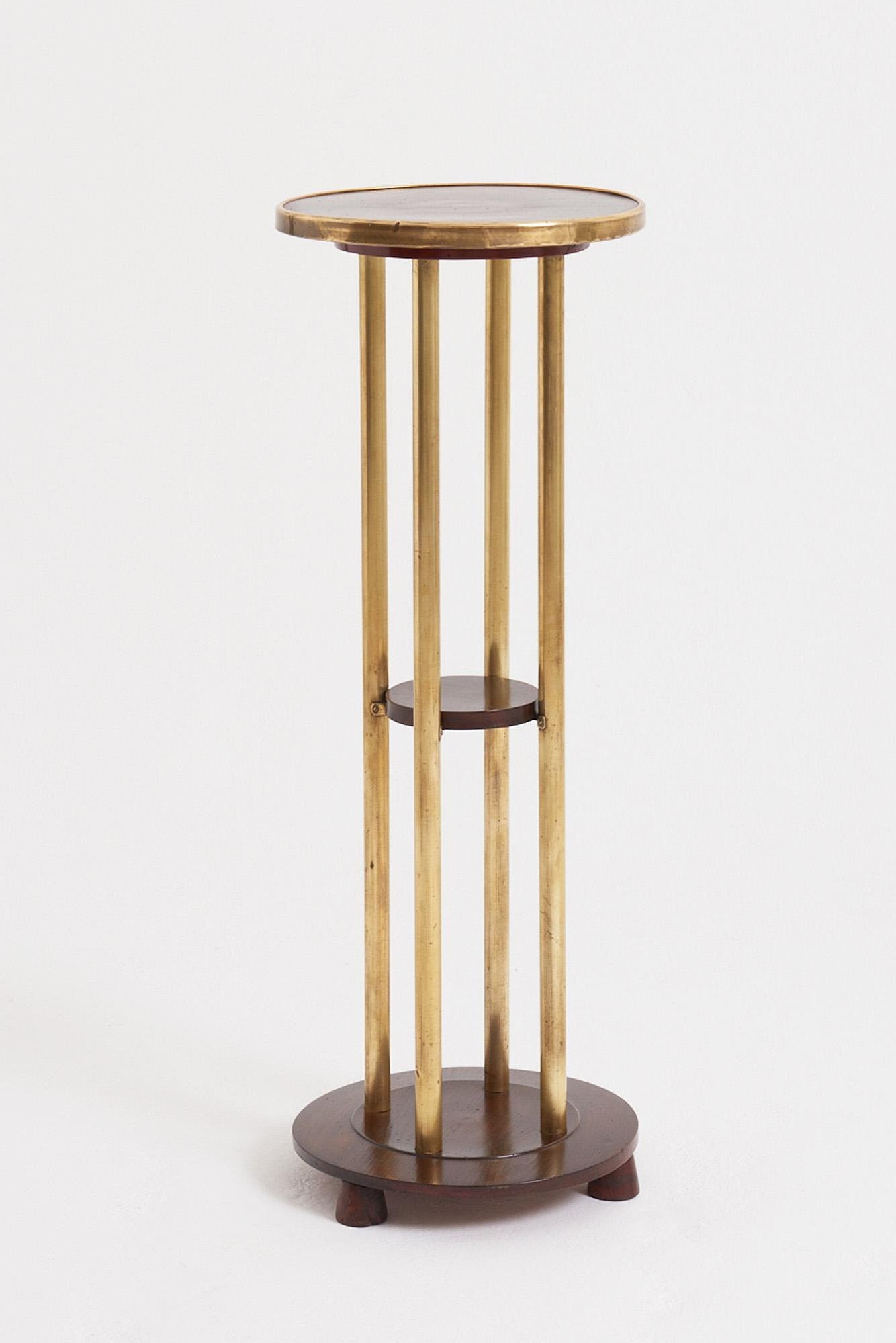 Pair of Brass and Beech Pedestals