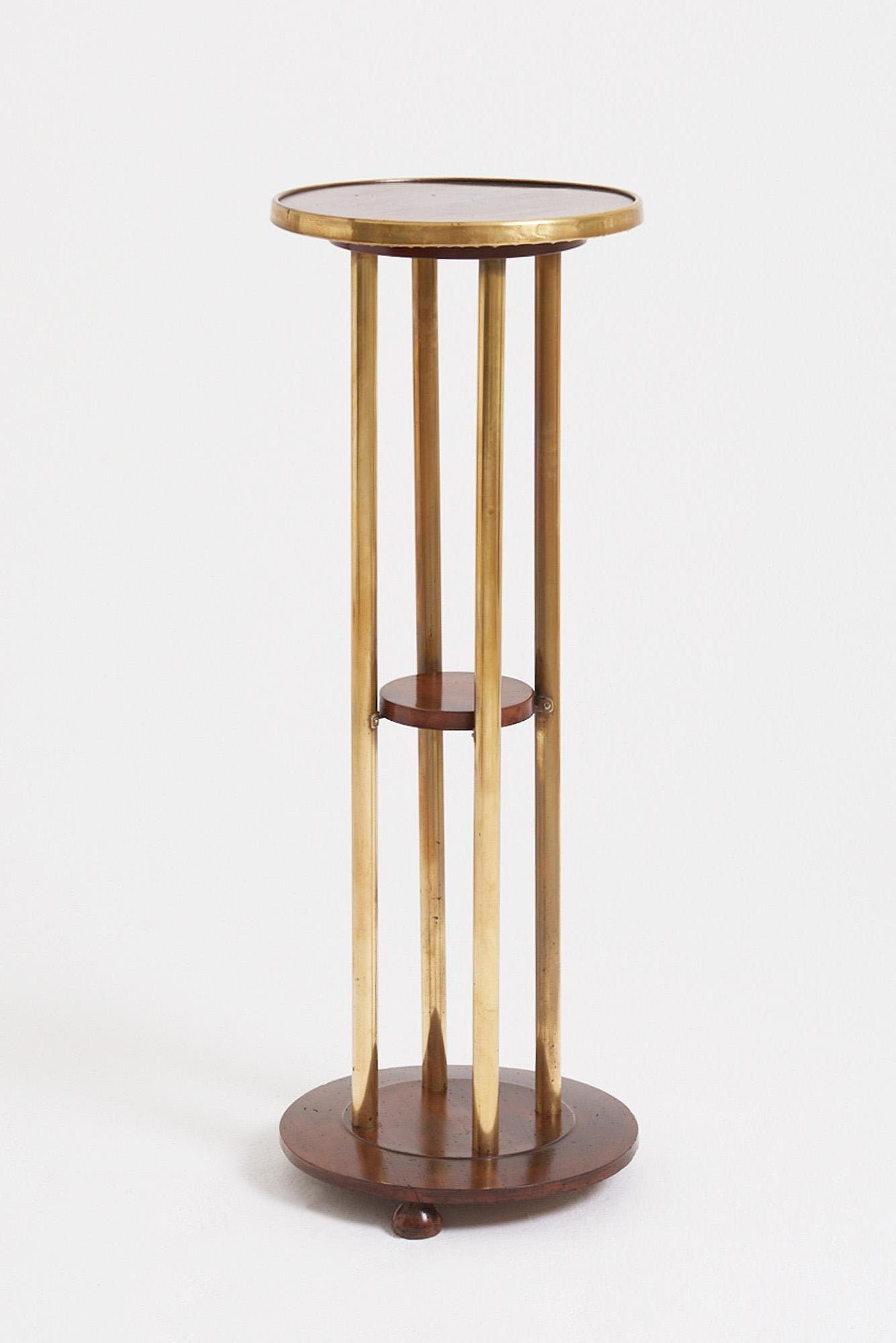 Pair of Brass and Beech Pedestals