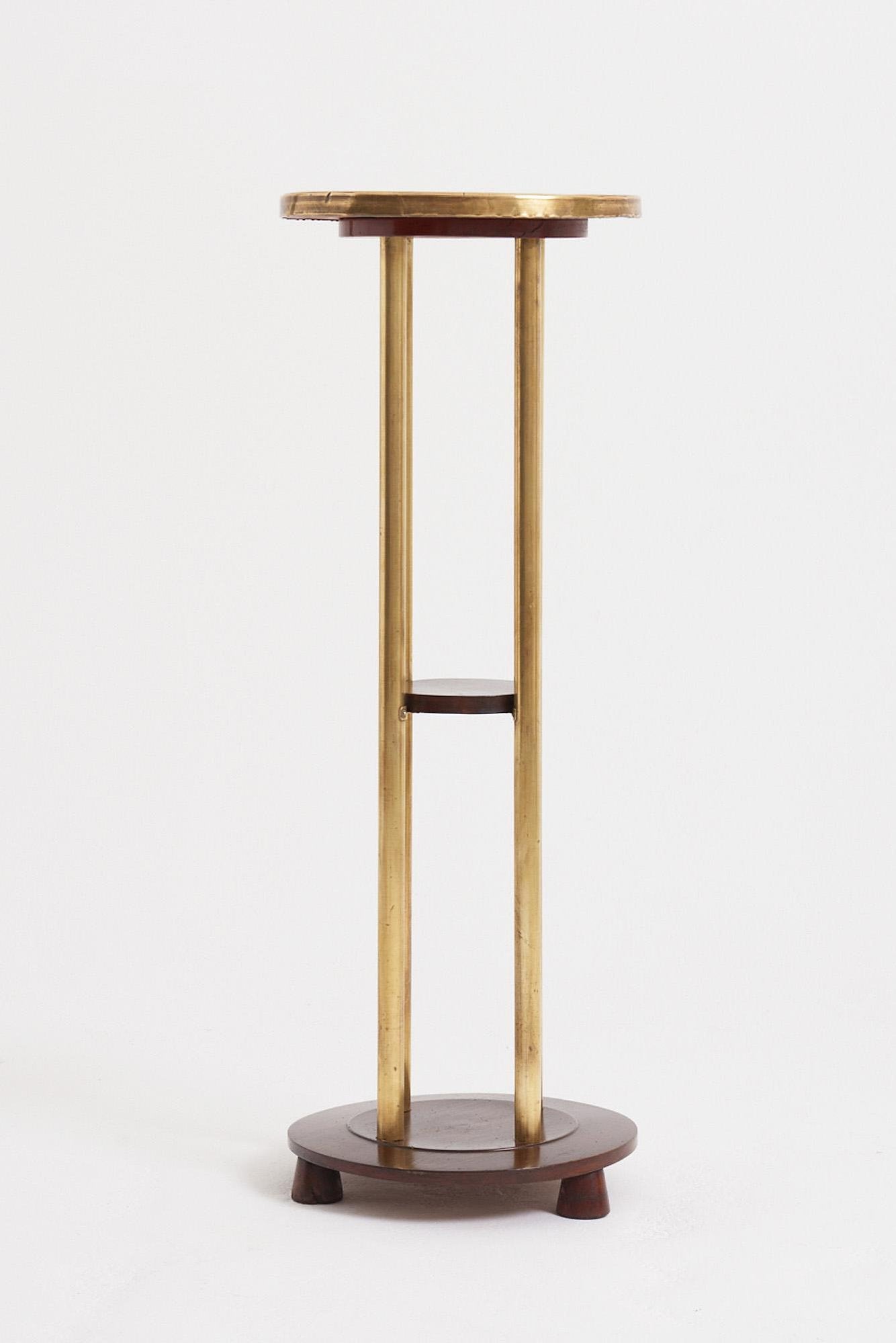 Pair of Brass and Beech Pedestals