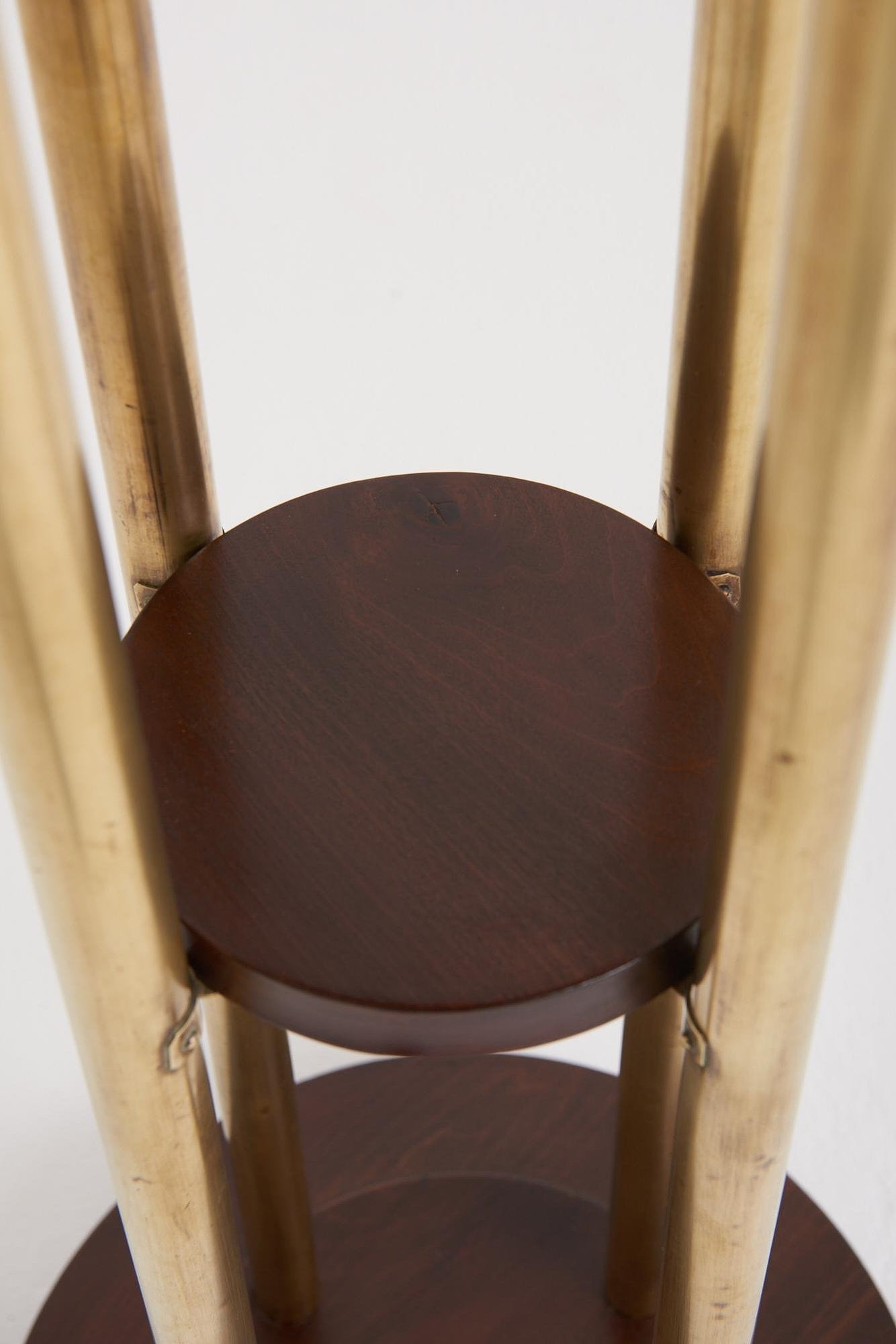 Pair of Brass and Beech Pedestals