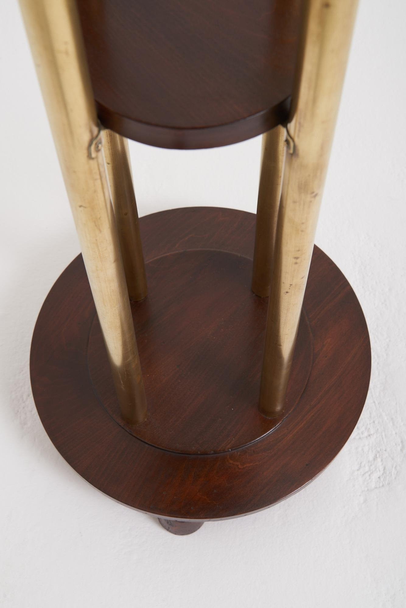 Pair of Brass and Beech Pedestals