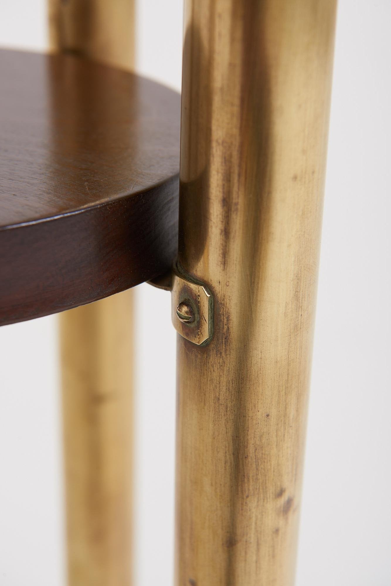Pair of Brass and Beech Pedestals