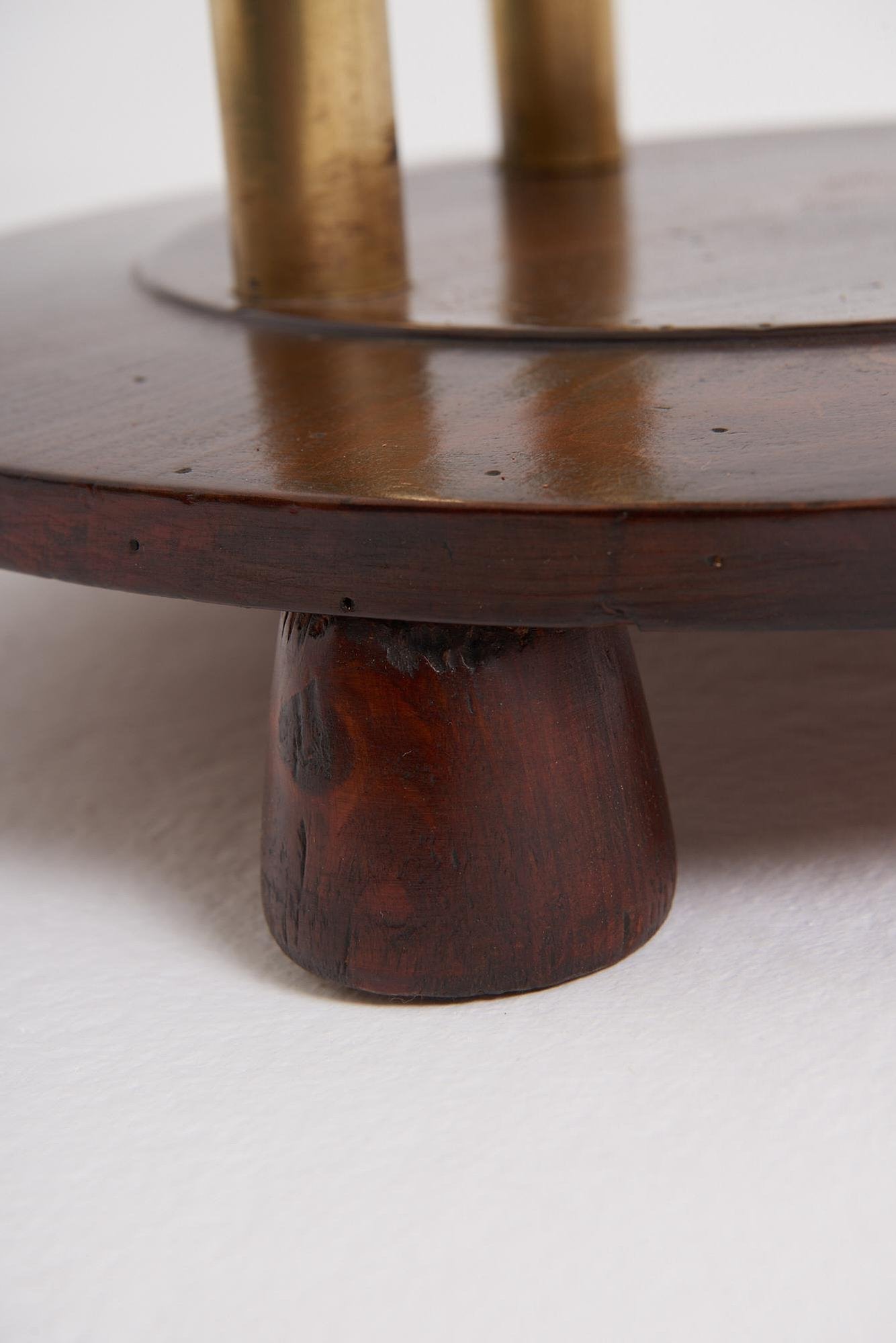 Pair of Brass and Beech Pedestals