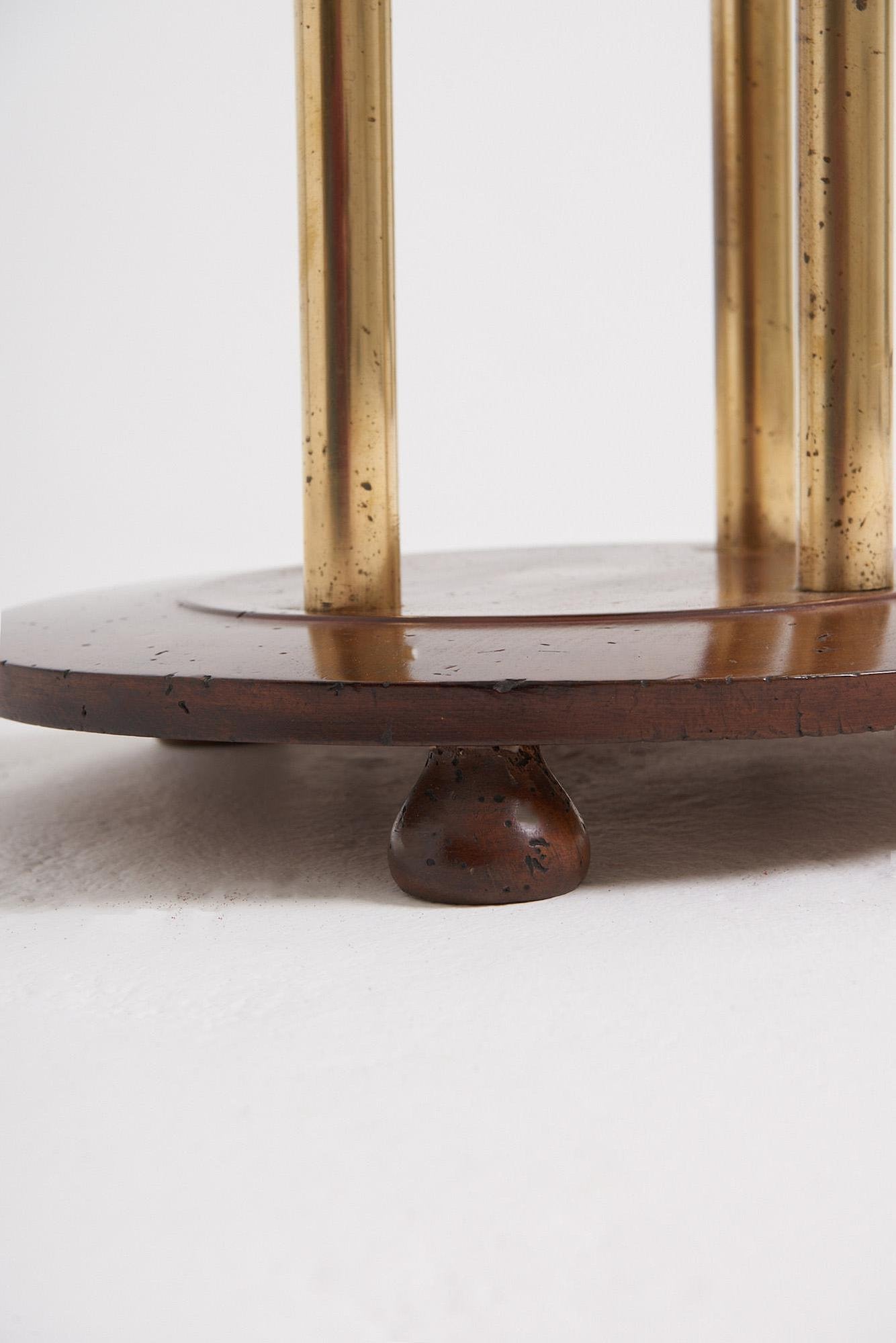 Pair of Brass and Beech Pedestals