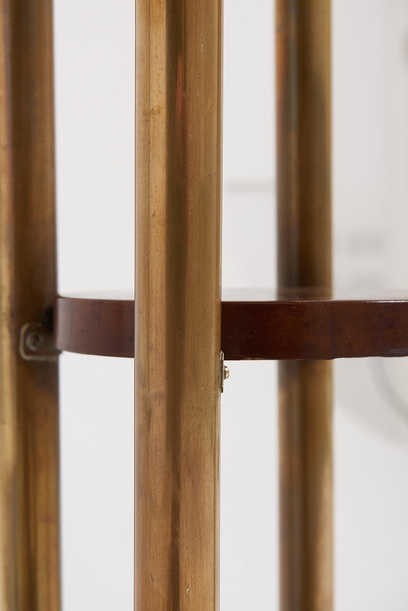 Pair of Brass and Beech Pedestals