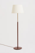8816- Brown Leather and Brass Floor Lamp