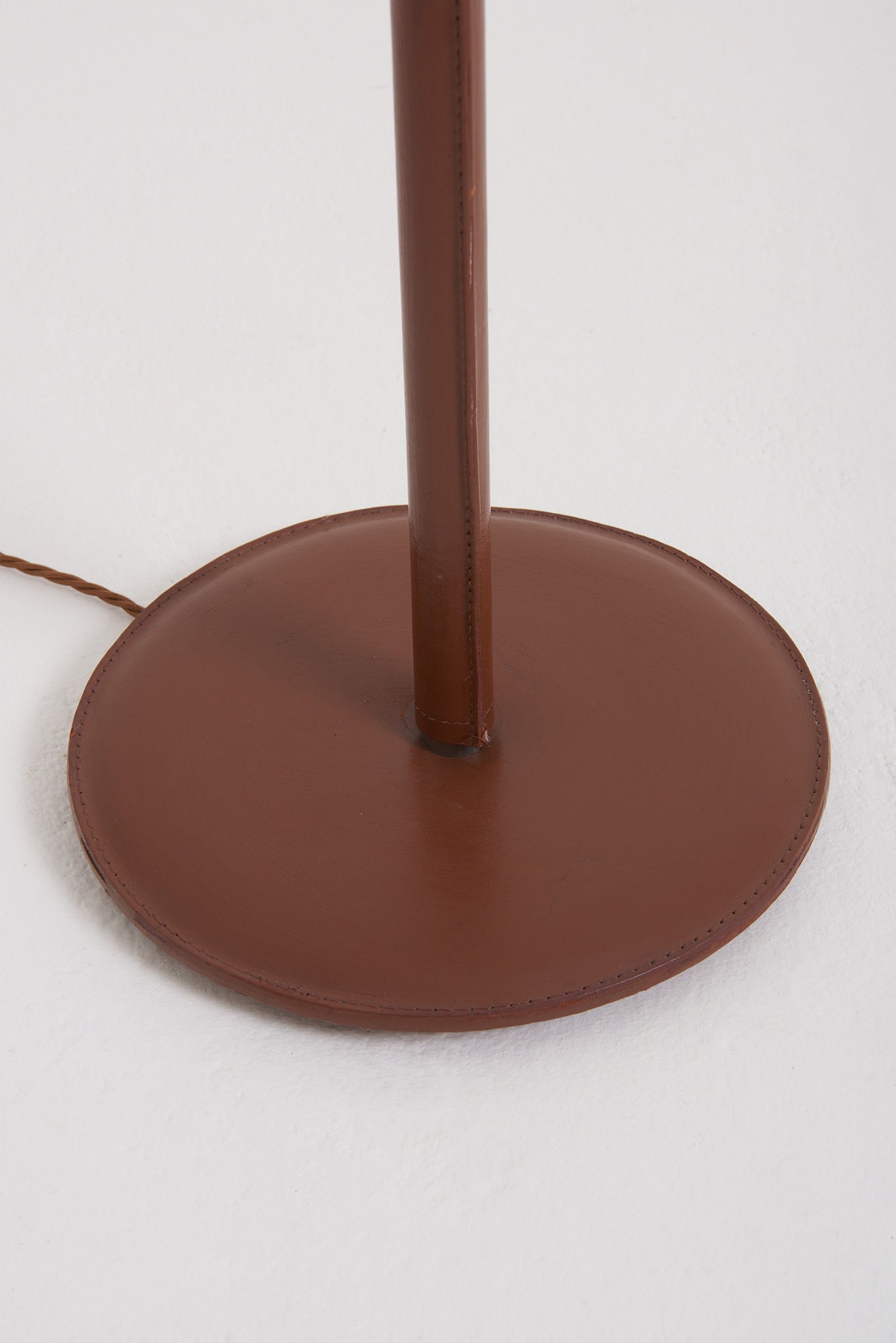 Brown Leather and Brass Floor Lamp