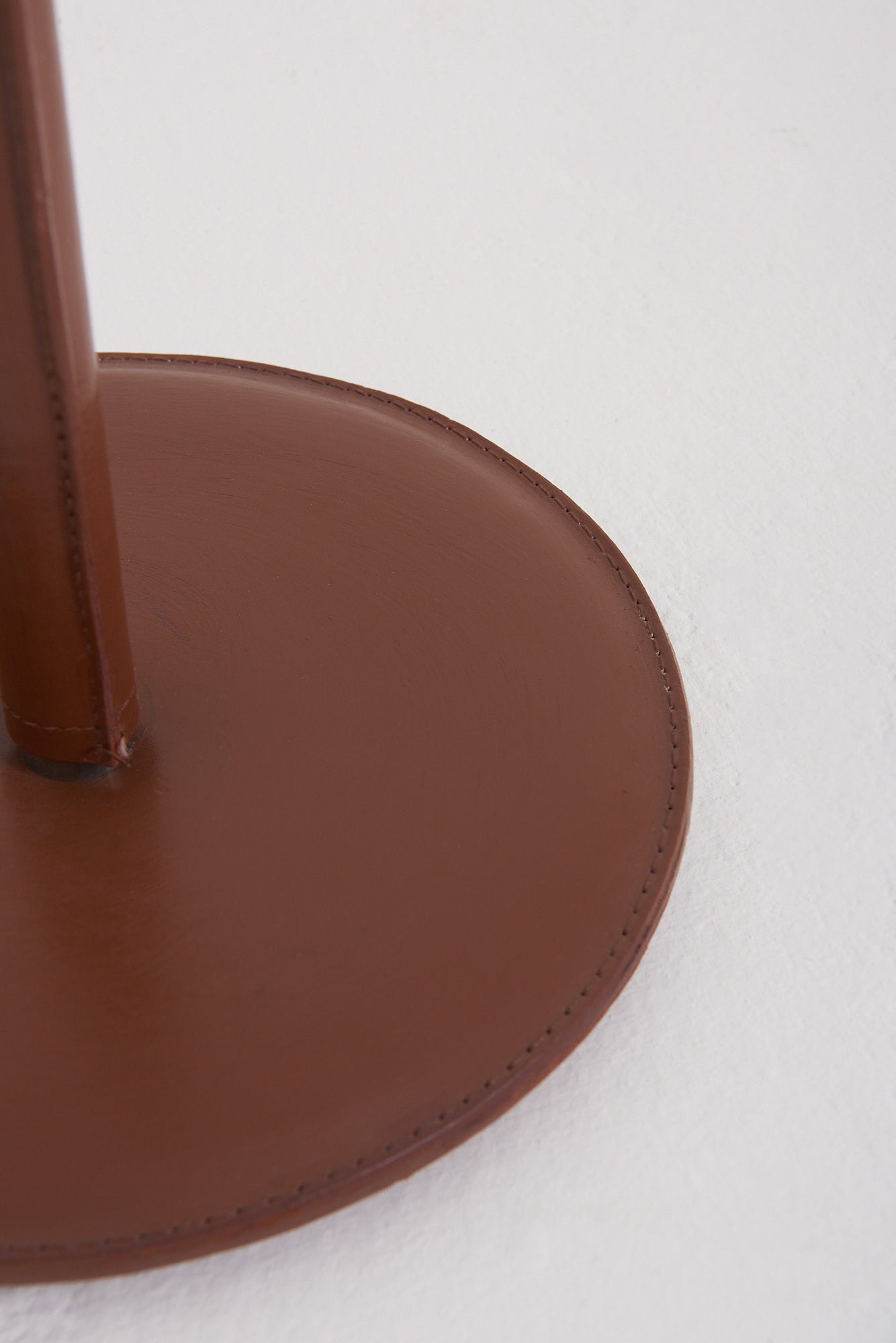 Brown Leather and Brass Floor Lamp