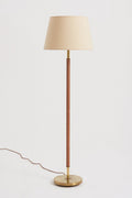 8819- Twisted Leather and Brass Floor Lamp
