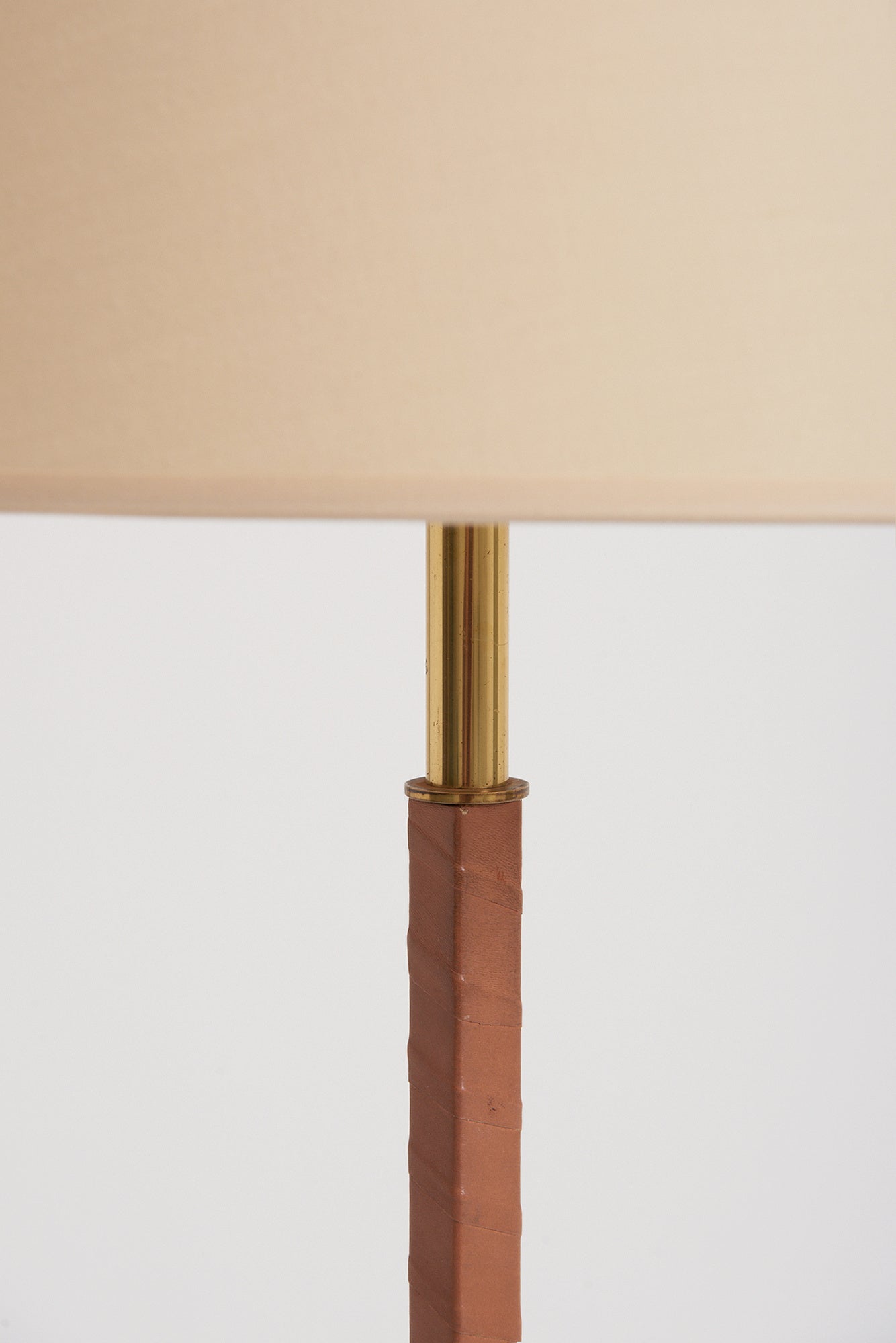 Twisted Leather and Brass Floor Lamp