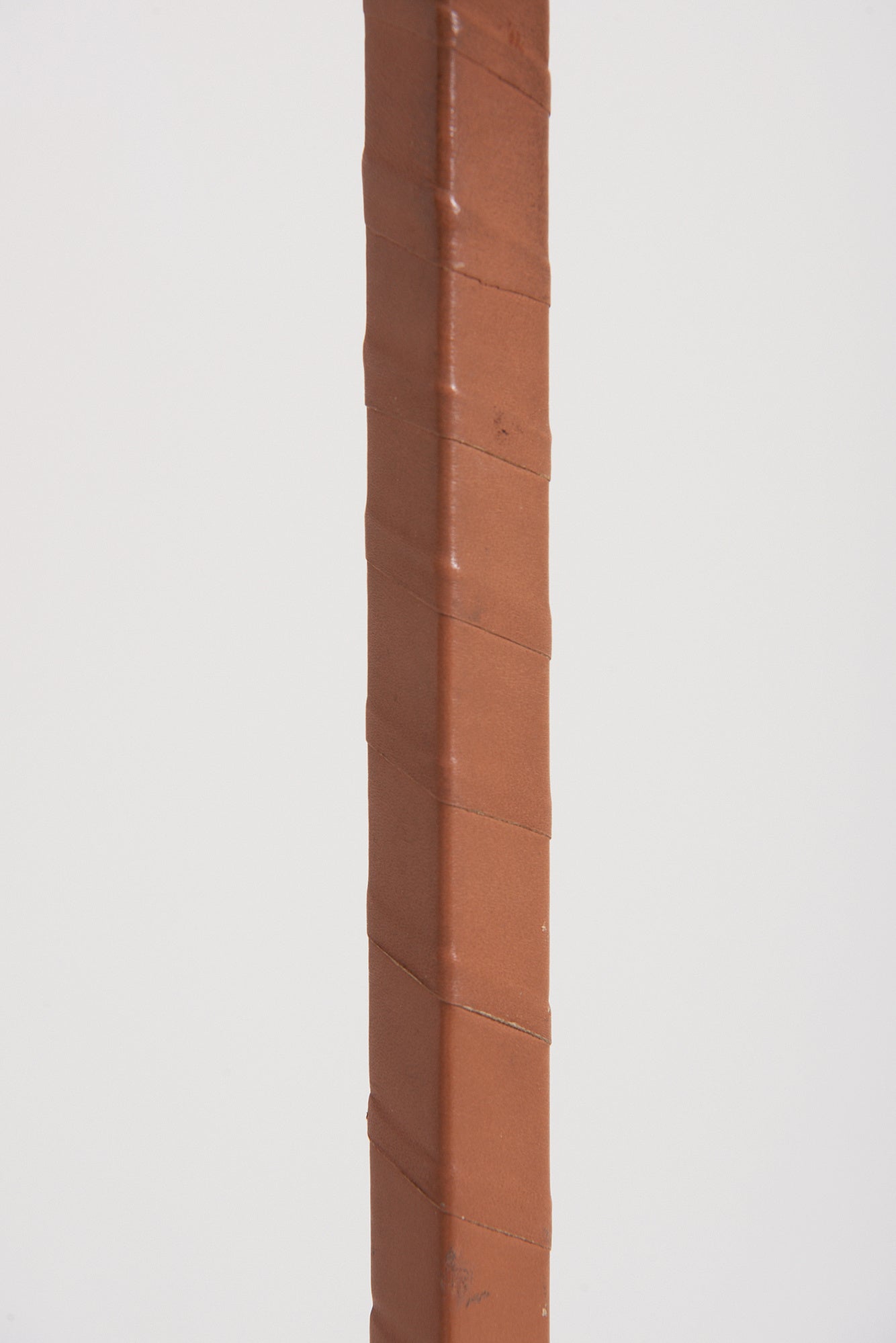 Twisted Leather and Brass Floor Lamp