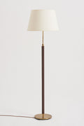 8821- Brown Leather and Brass Floor Lamp