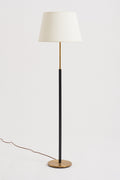 8822- Black Leather and Brass Floor Lamp