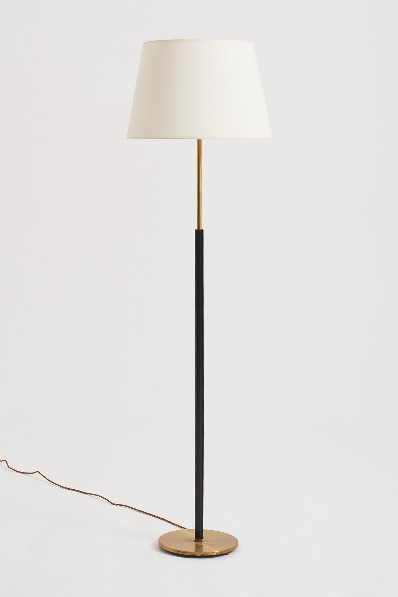 8822- Black Leather and Brass Floor Lamp
