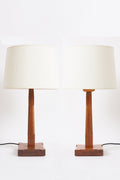 8829- Pair of Arts & Craft Oak Table Lamps