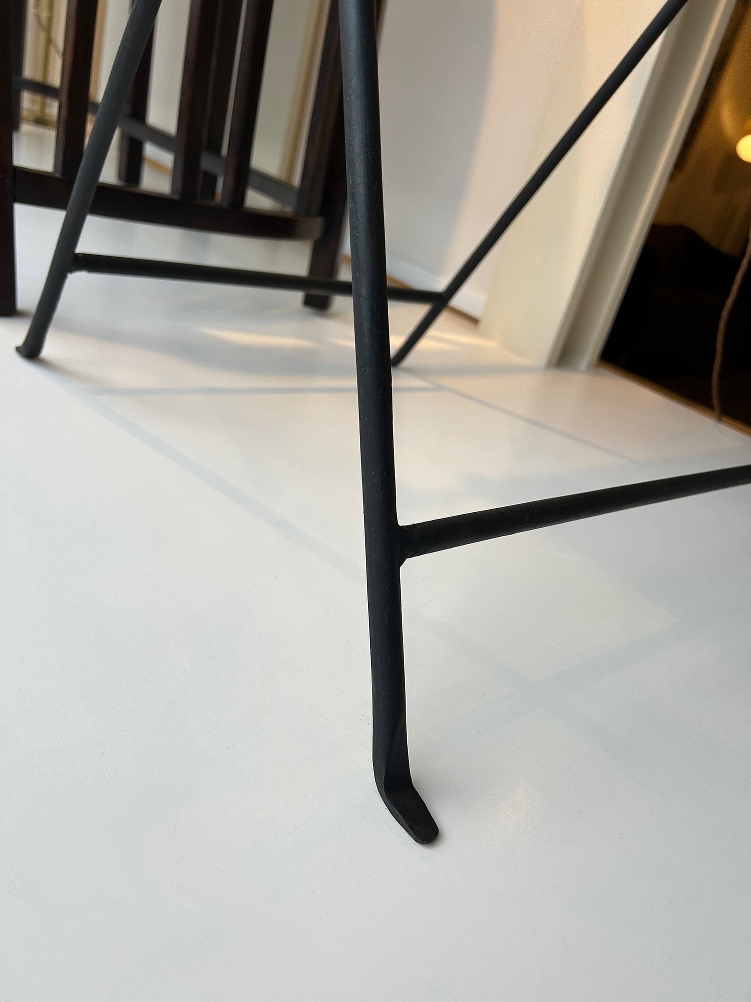 Pair of Iron and Marble Side Tables