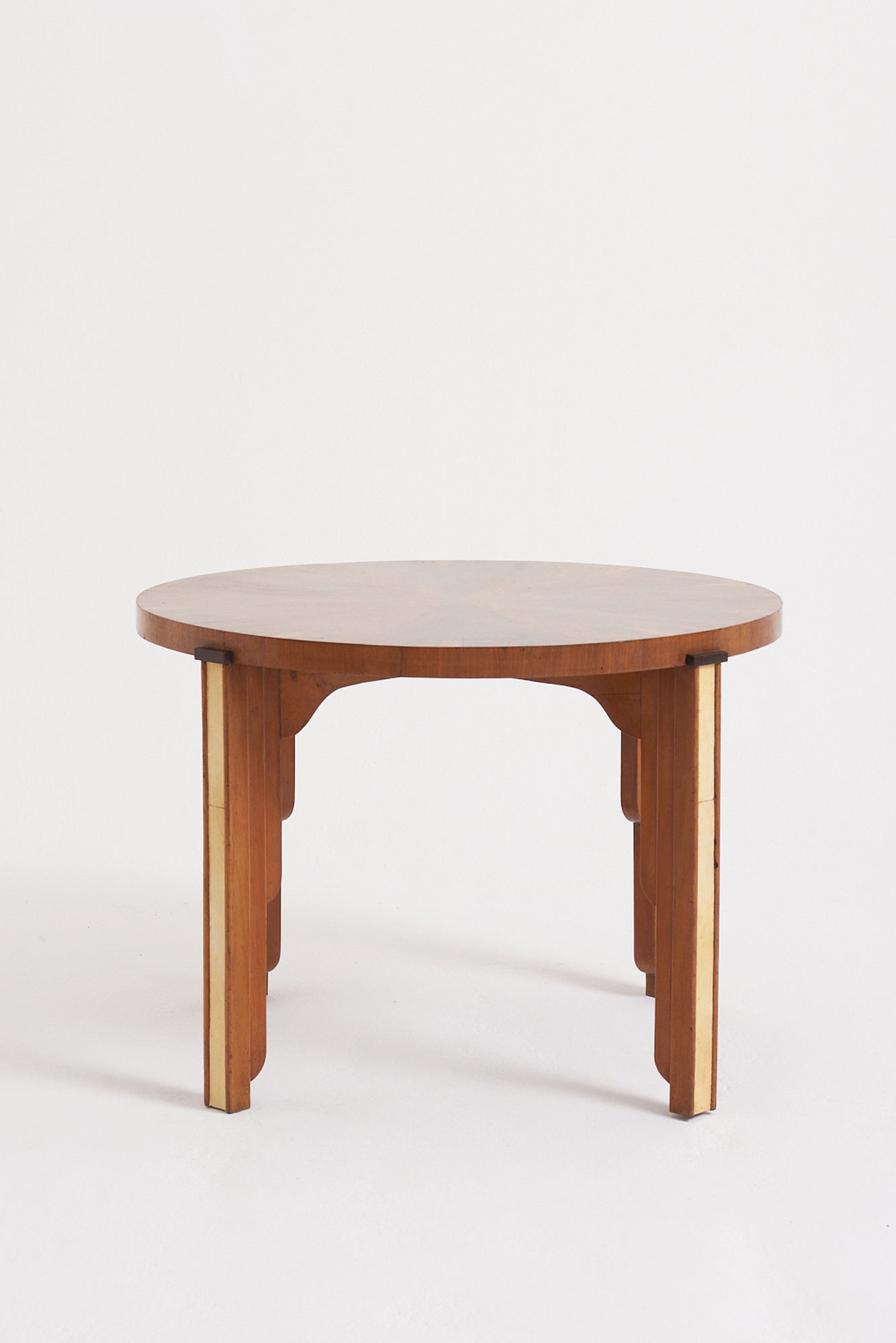 Art Deco Walnut and Velum Side Table