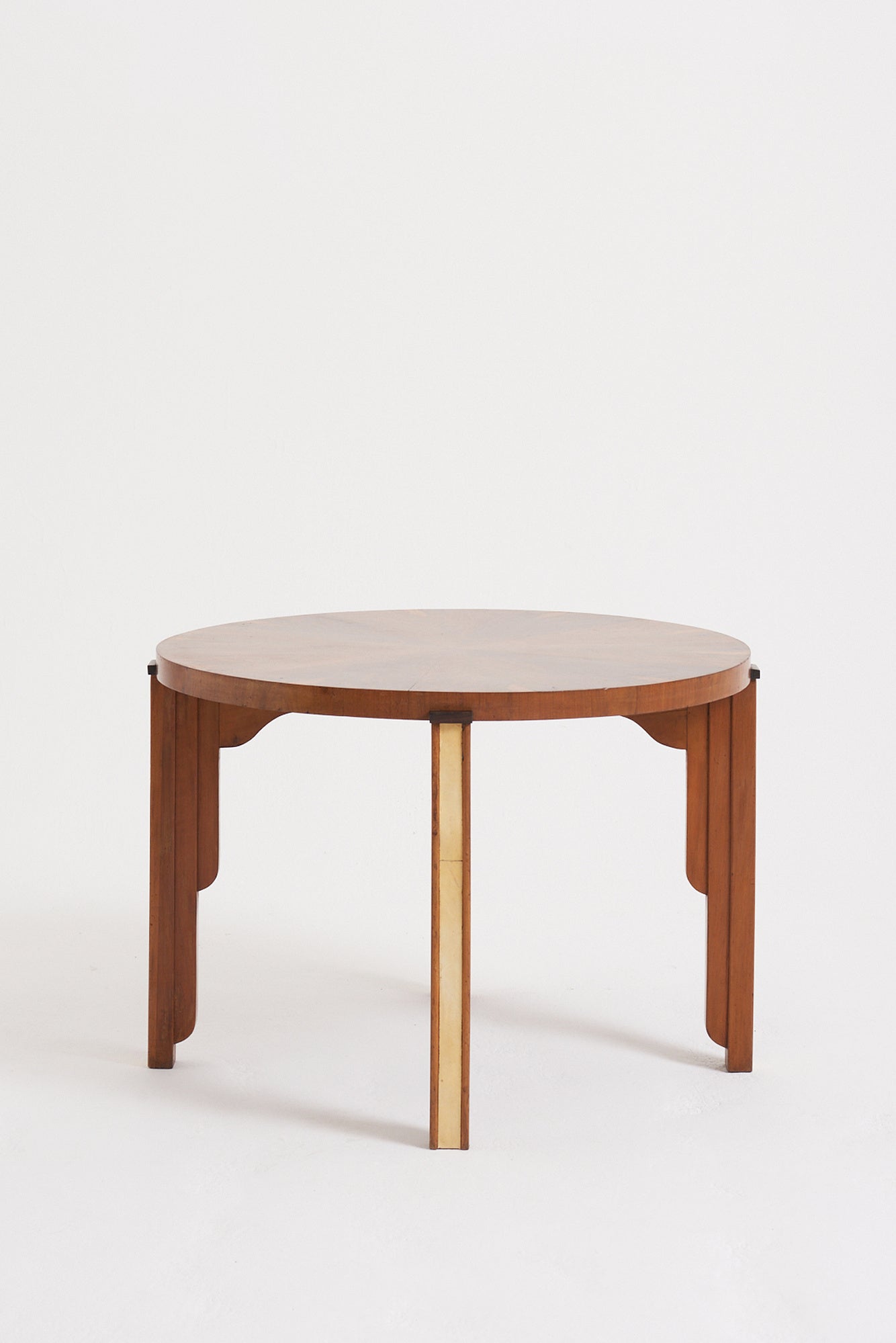Art Deco Walnut and Velum Side Table