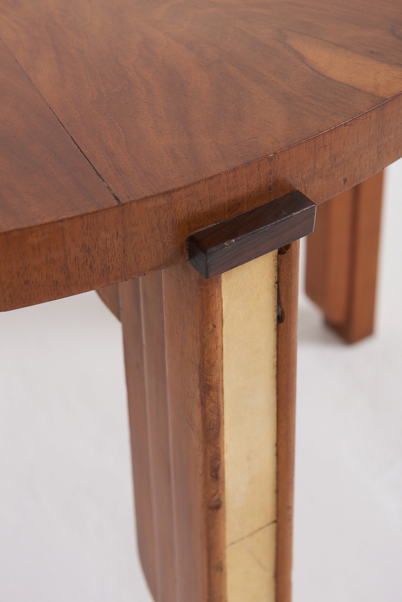 Art Deco Walnut and Velum Side Table