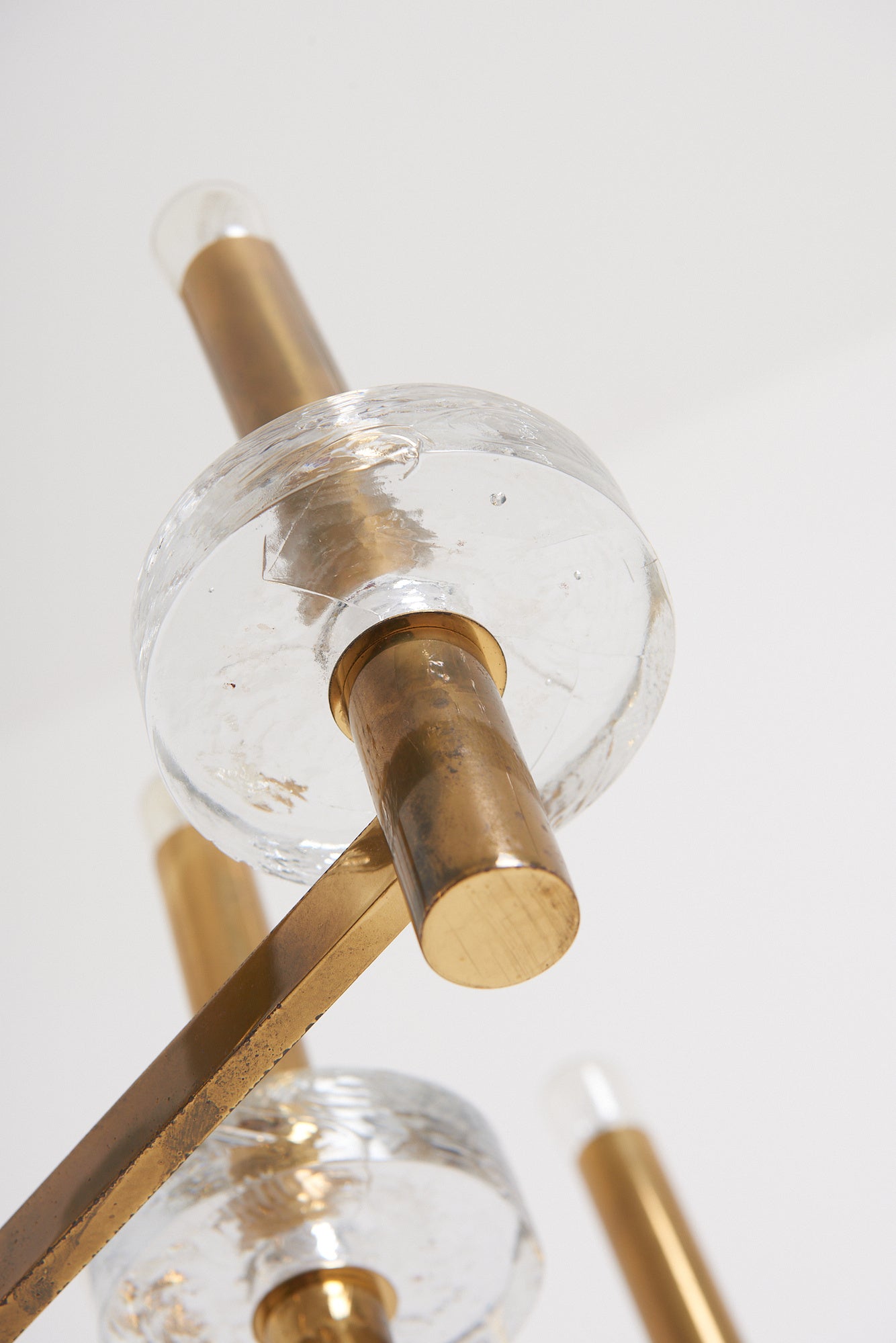 Brass and Glass Ceiling Light by Gaetano Sciolari