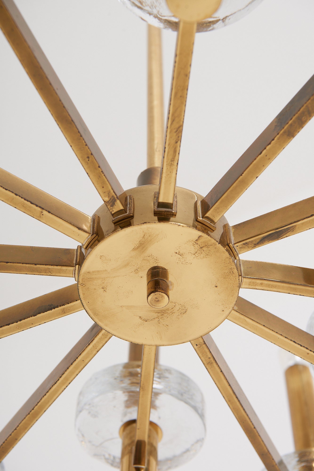 Brass and Glass Ceiling Light by Gaetano Sciolari