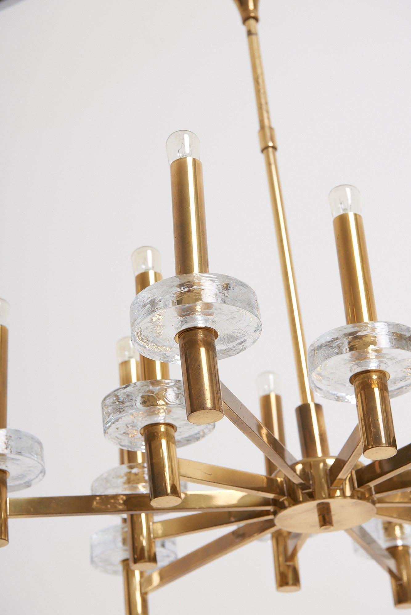 Brass and Glass Ceiling Light by Gaetano Sciolari