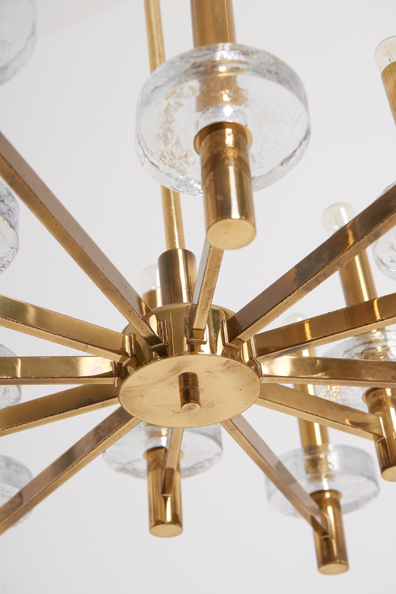 Brass and Glass Ceiling Light by Gaetano Sciolari