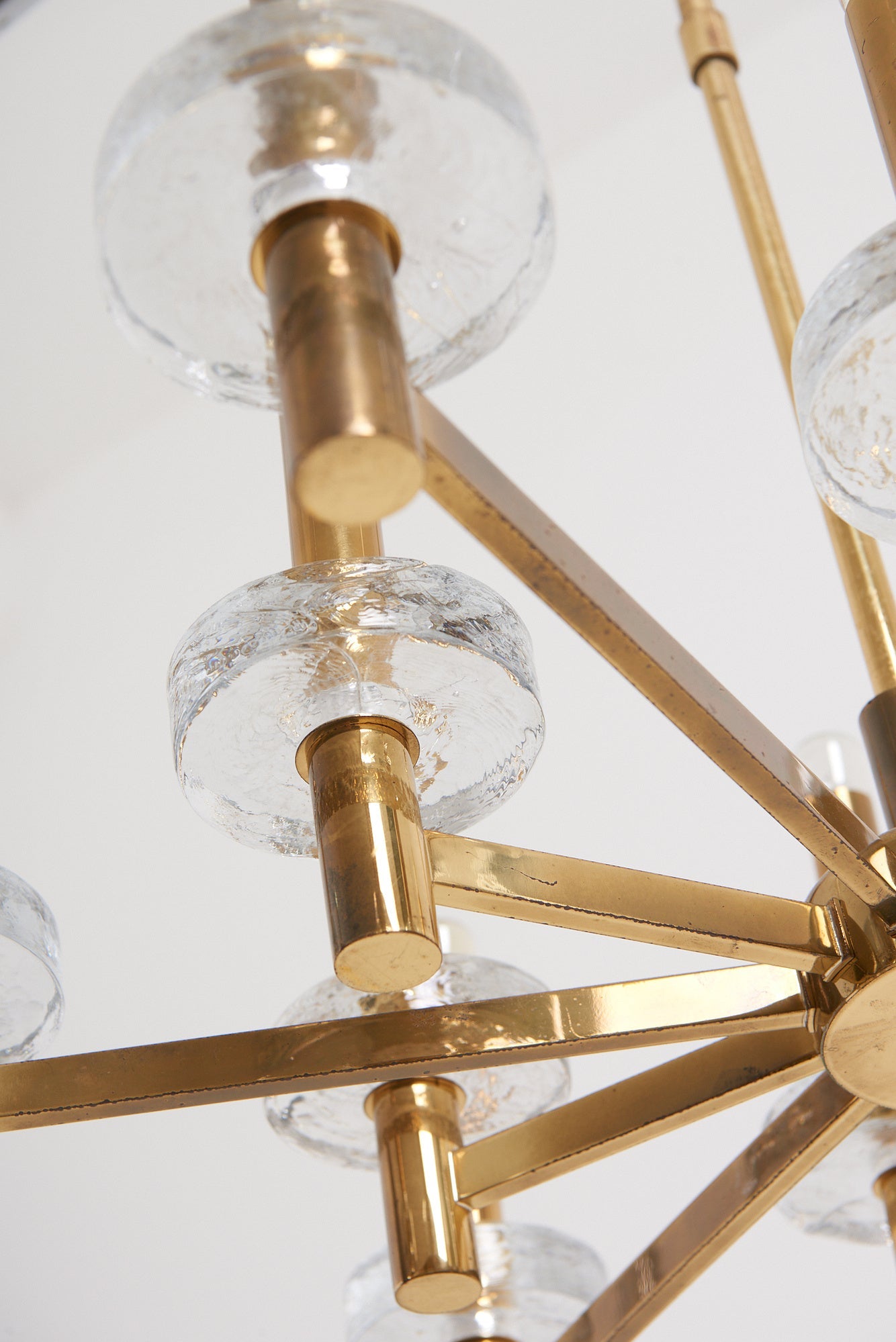 Brass and Glass Ceiling Light by Gaetano Sciolari