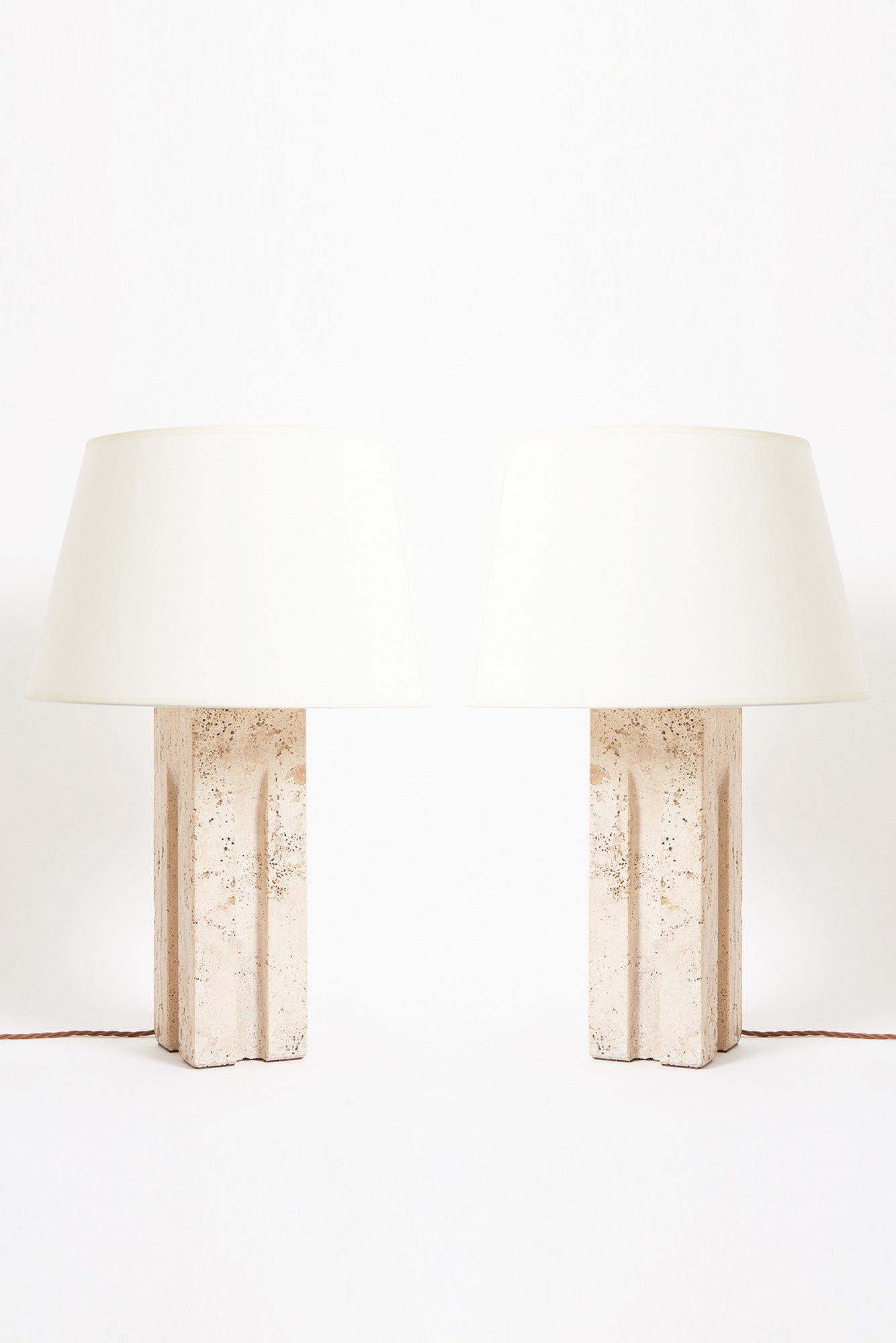 8892- Pair of Travertine Table Lamps
