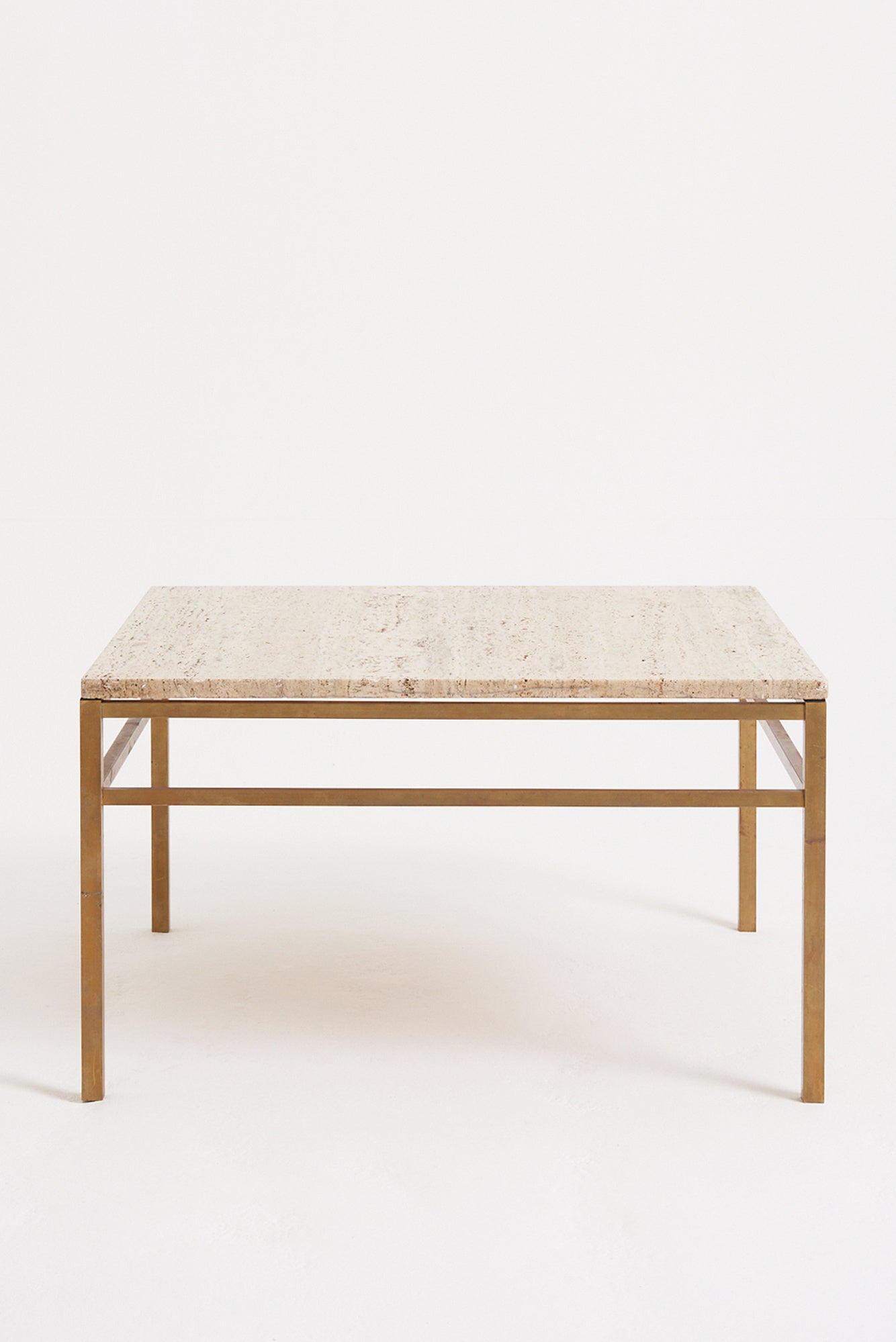 Travertine and Brass Coffee Table