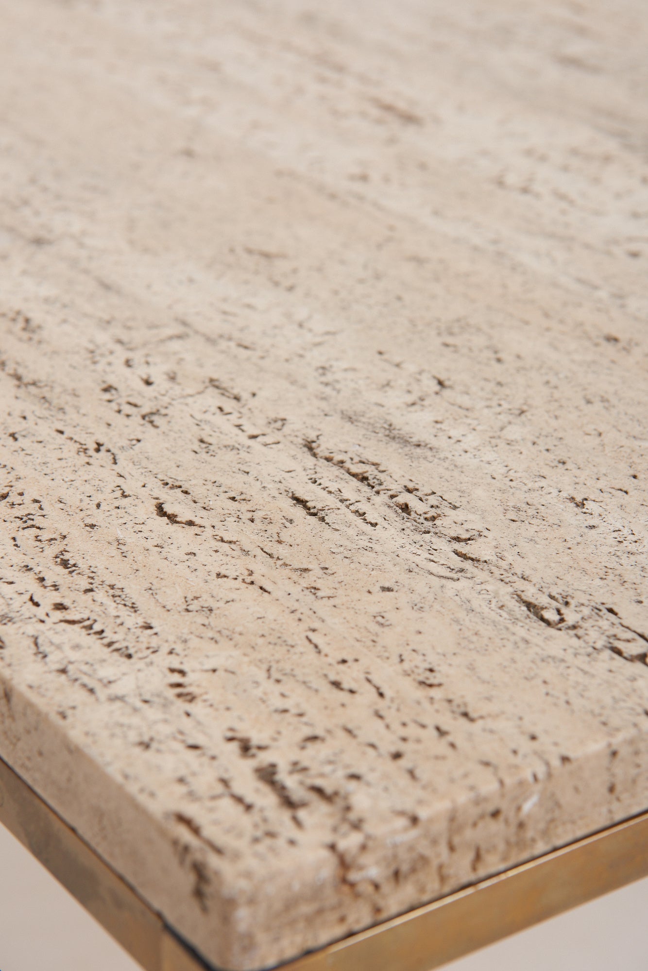 Travertine and Brass Coffee Table