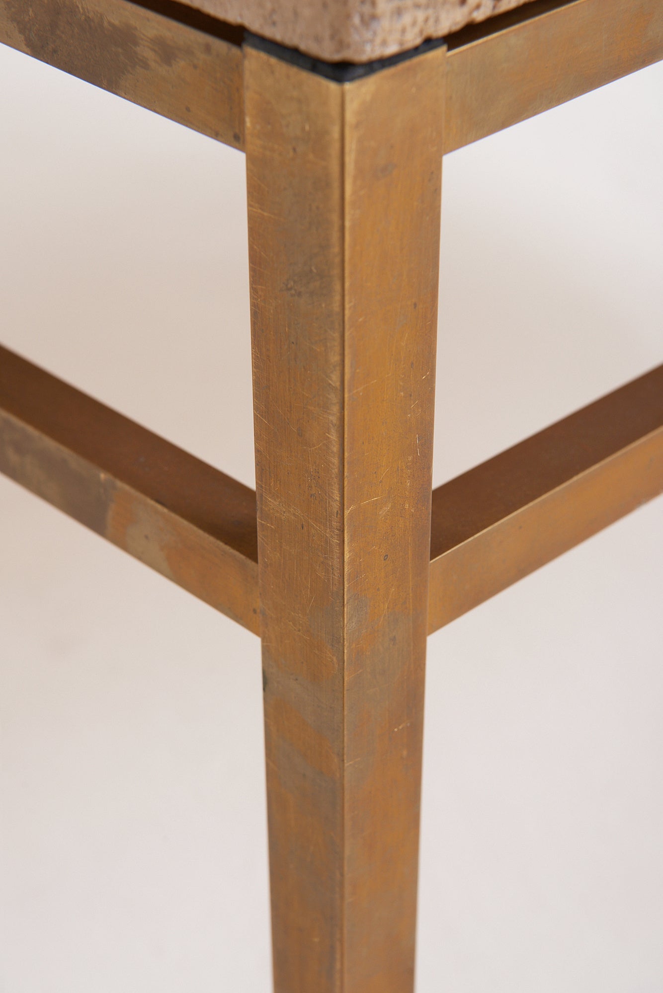 Travertine and Brass Coffee Table