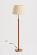 8900- Brass and Faux Leather Floor Lamp