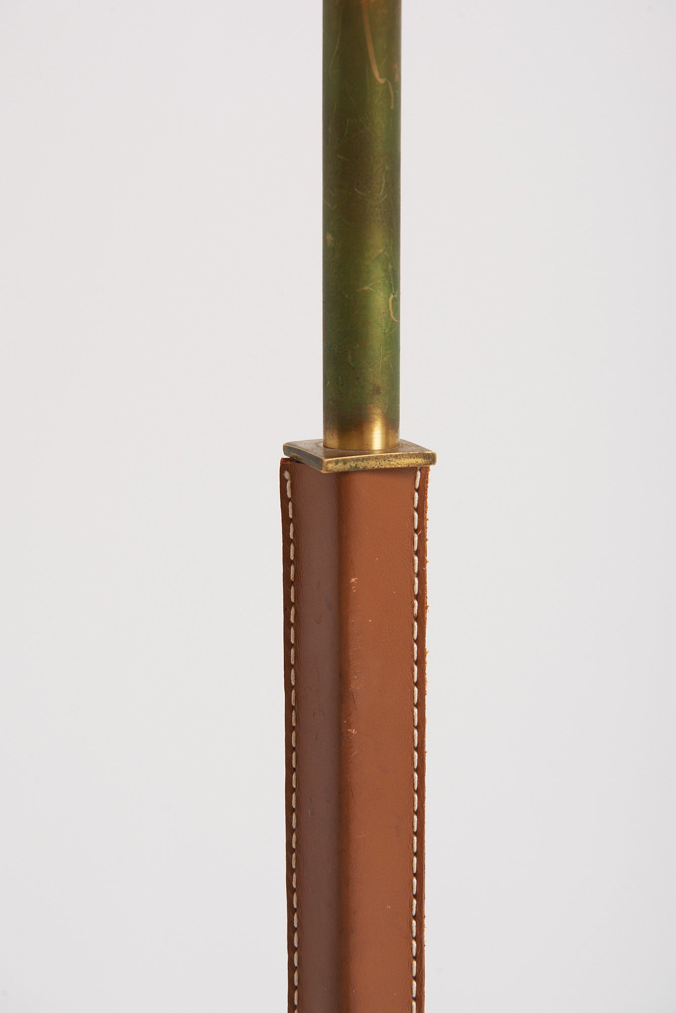 Brass and Faux Leather Floor Lamp