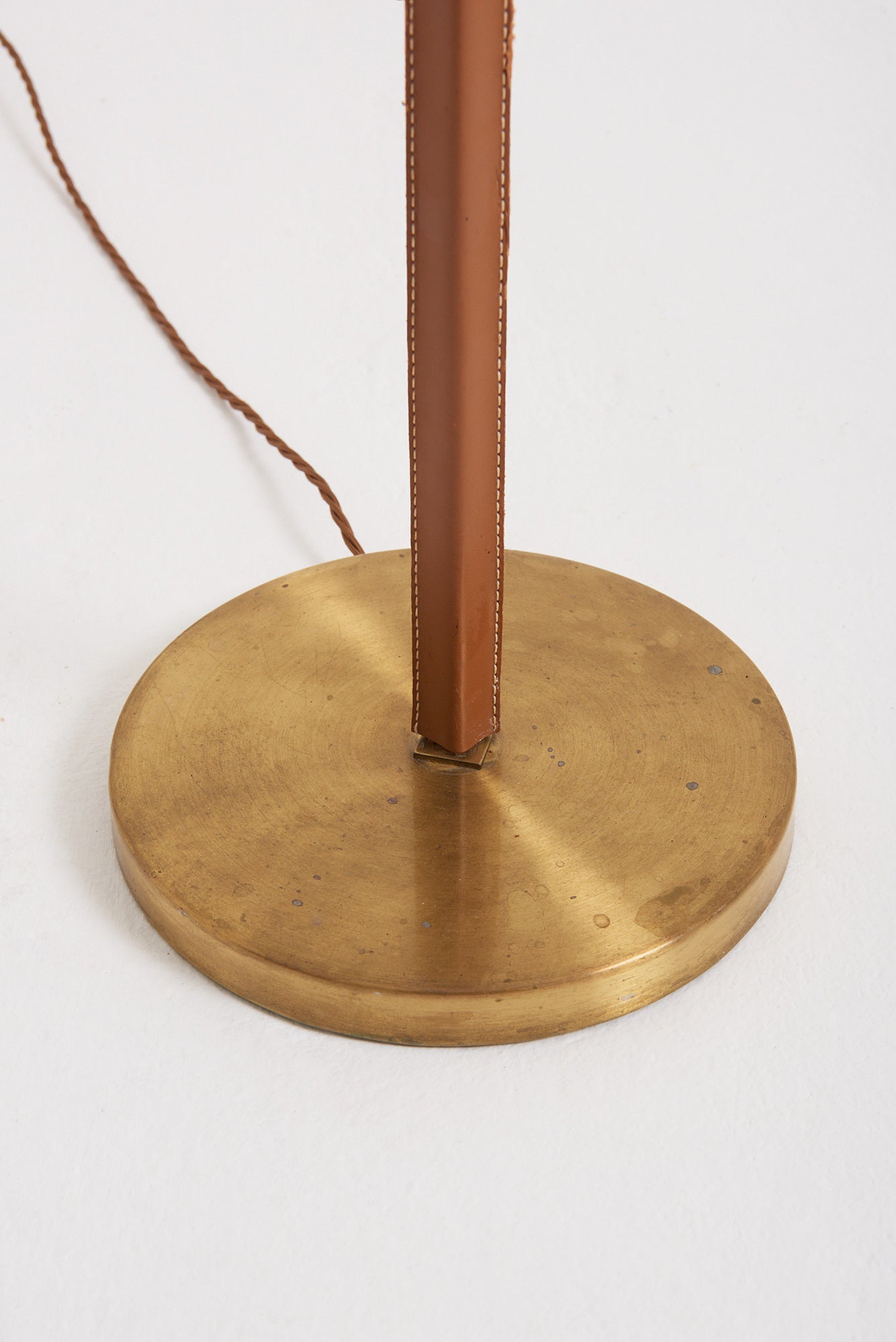 Brass and Faux Leather Floor Lamp