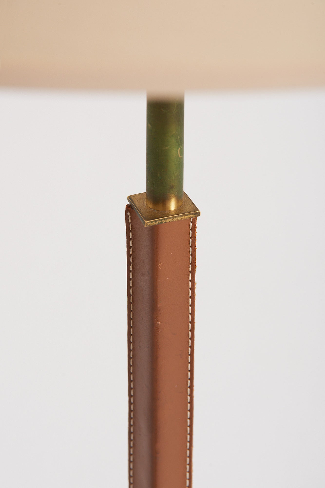 Brass and Faux Leather Floor Lamp