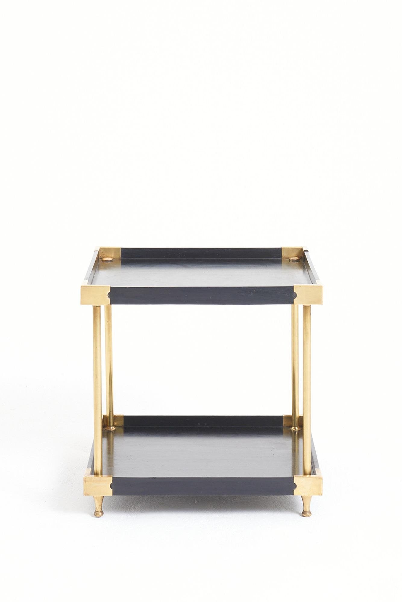 Pair of Black and Brass Side Tables