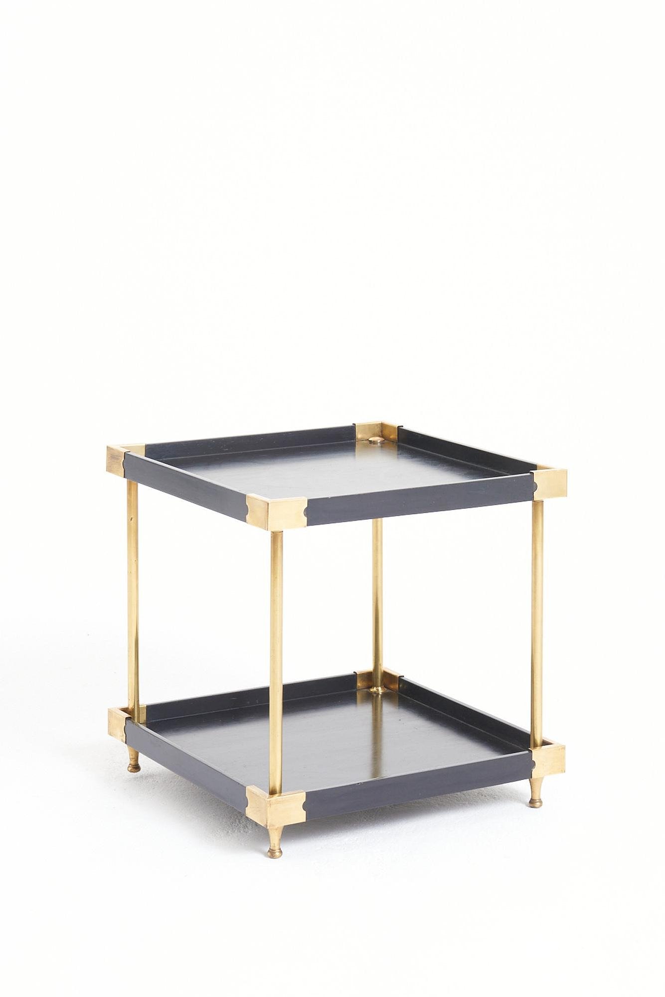 Pair of Black and Brass Side Tables