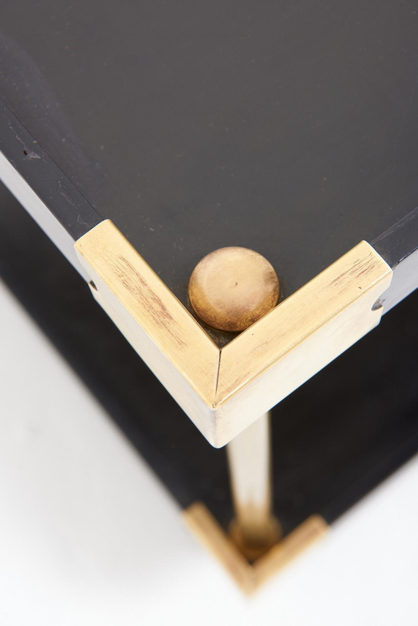 Pair of Black and Brass Side Tables