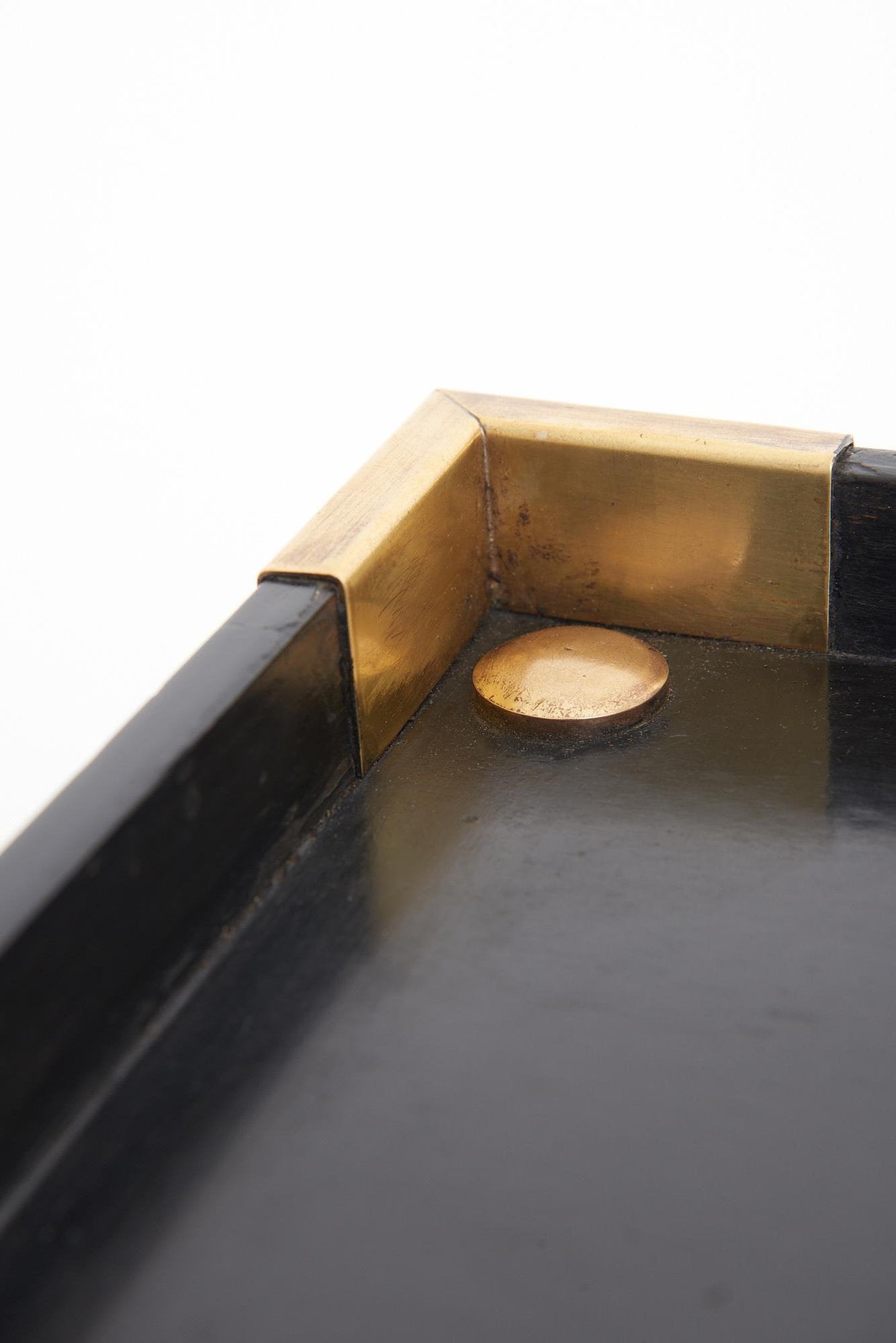Pair of Black and Brass Side Tables